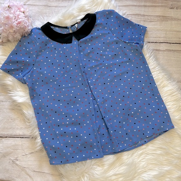 Peter Pan Collar  Inverted Pleat Women’s Chiffon Top Size Medium - Picture 1 of 6